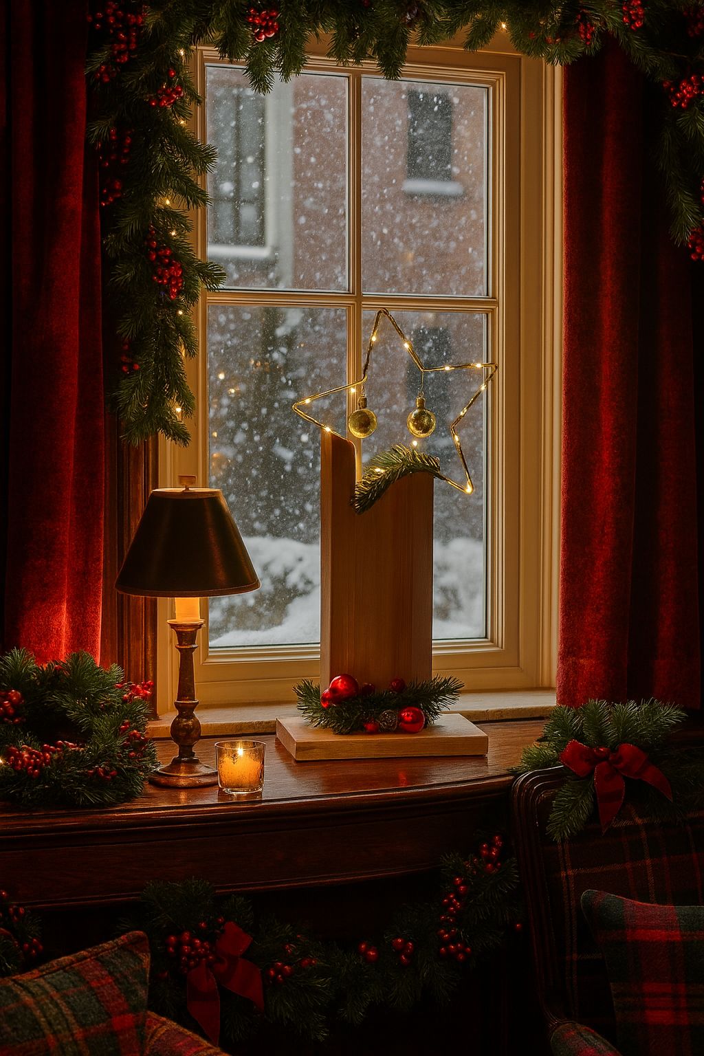 Weihnachtsstern mit Holzsockel