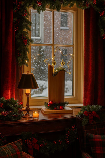 Weihnachtsstern mit Holzsockel